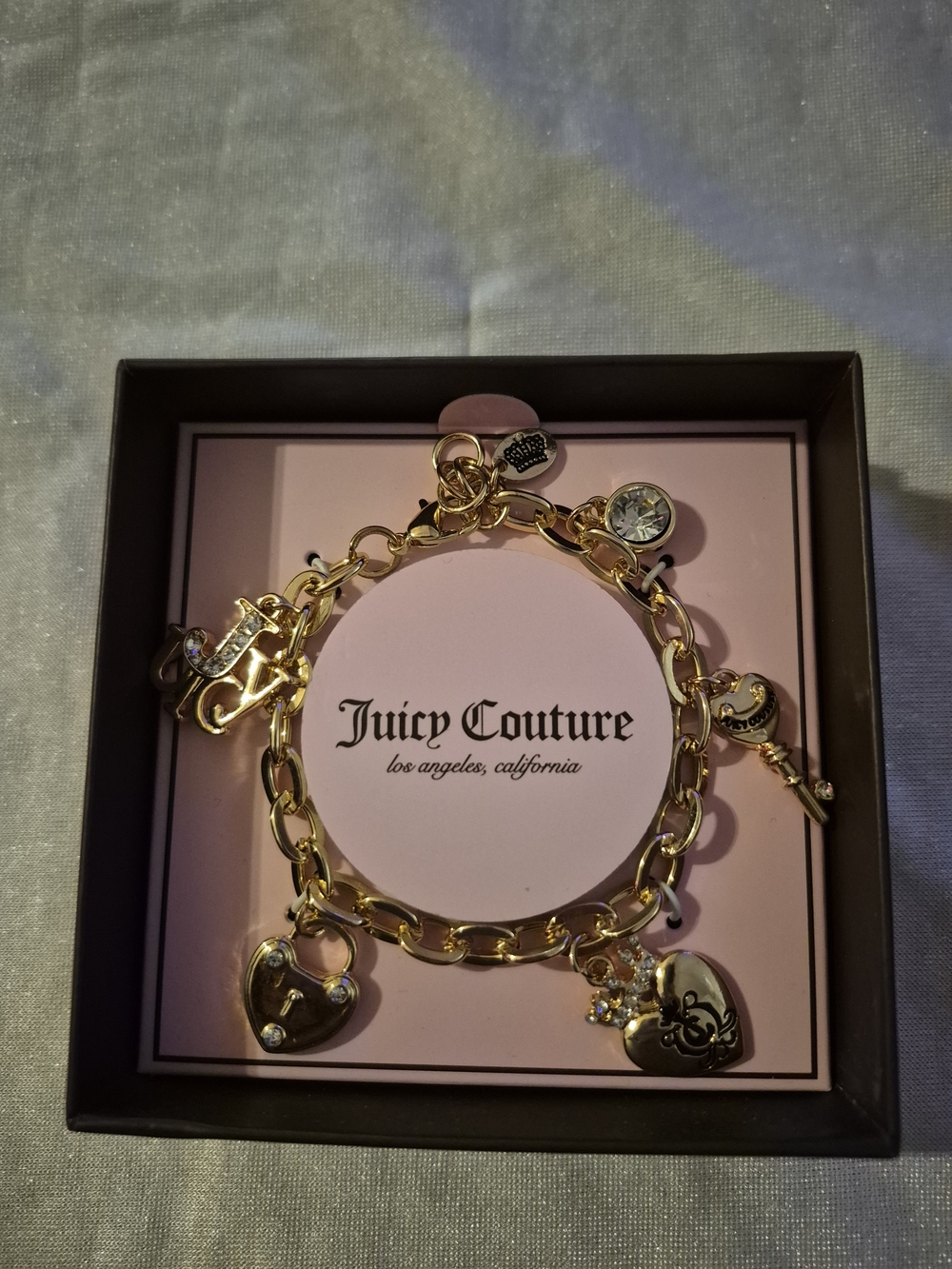Juicy Couture Gold Heart, Lock, Key Charm Bracelet